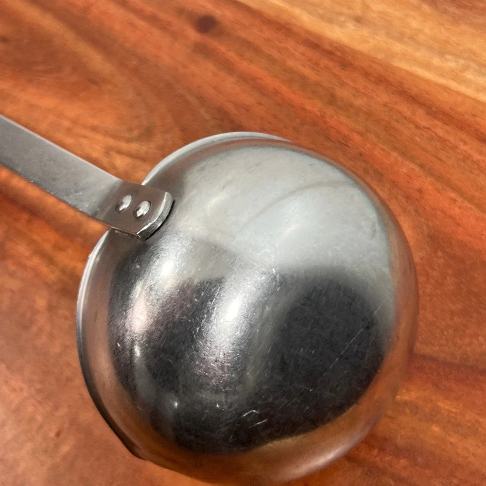 Ekco Forge Vintage Stainless Steel Ladle Yellow Handle USA Pour Spout 11 Inch